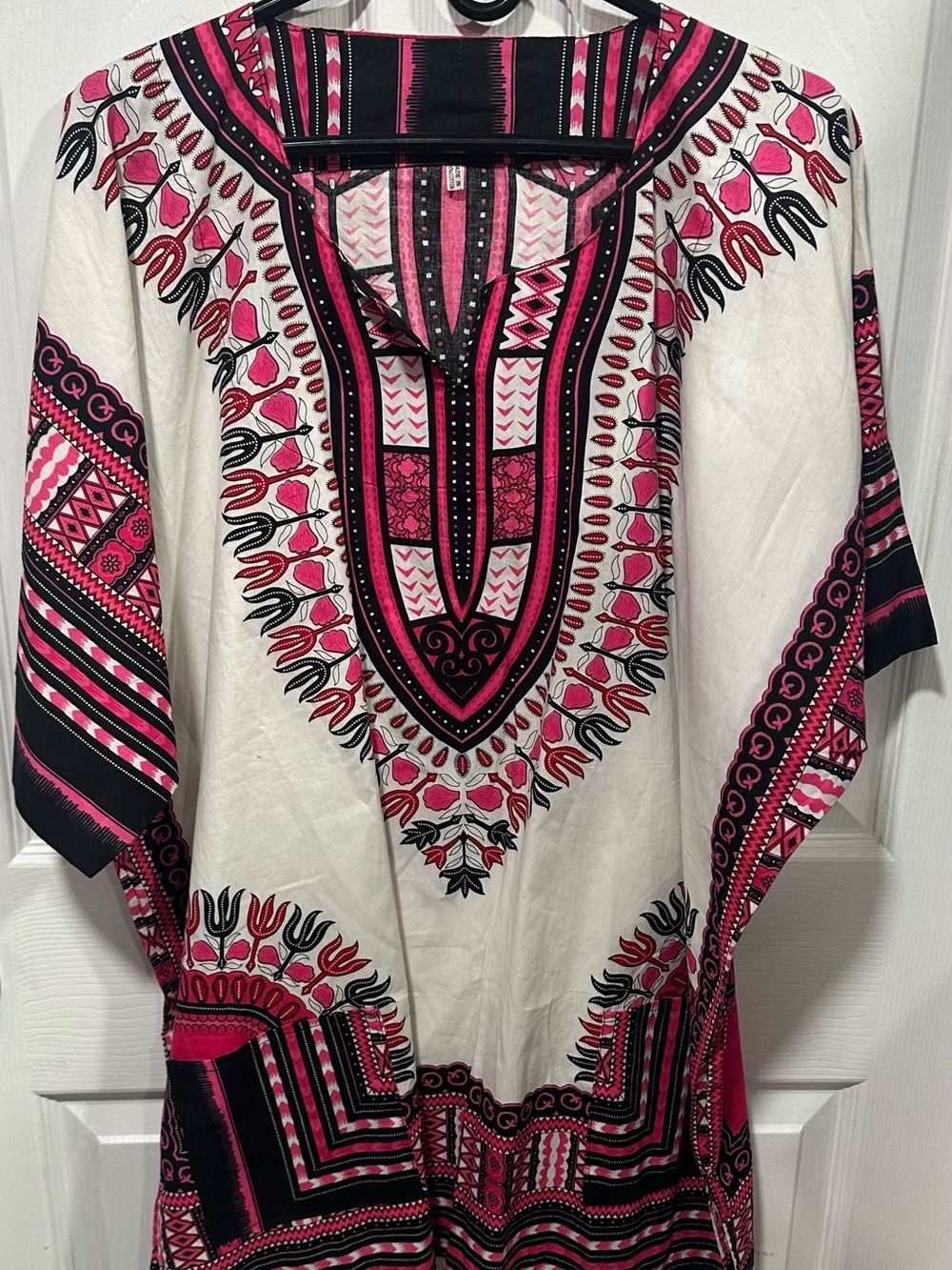Bohemian V-Neck Printed Women’s Tunic - Pink & Black